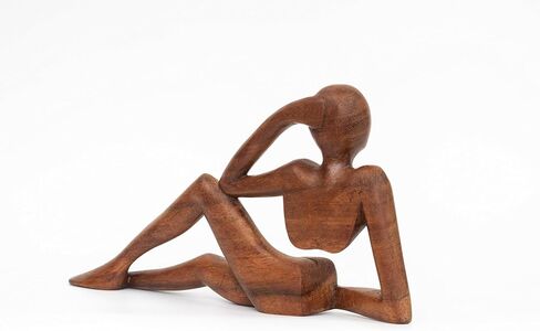 12" Abstract Sculpture Wooden Handmade Handcrafted Art - Relaxing Man - Statue Home Decor Decorative Figurine Accent Decoration Hand Carved Relaxing, Model A in Kuwait