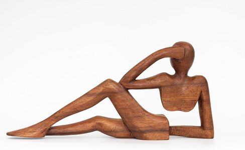 12" Abstract Sculpture Wooden Handmade Handcrafted Art - Relaxing Man - Statue Home Decor Decorative Figurine Accent Decoration Hand Carved Relaxing, Model A in Kuwait
