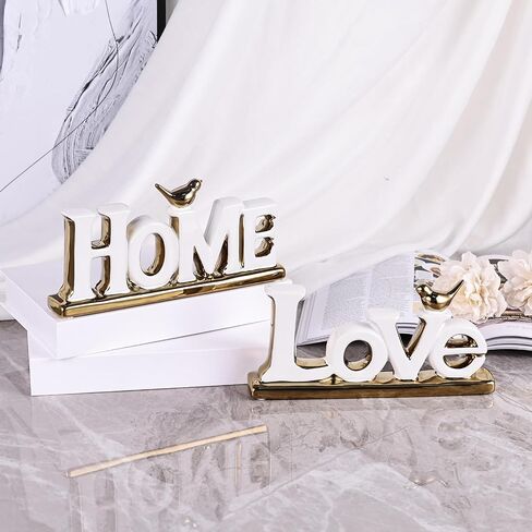 Love Sign Decor,White and Gold Room Decor Aesthetic, Knick Knack Shelf,Gold Bird Decor, Boho Bookshelf ,Abstract Gold Statue ,For Living Room,Bedroom, Desktop,Contemporary Tv Stand Decor (White, HOME) in Kuwait