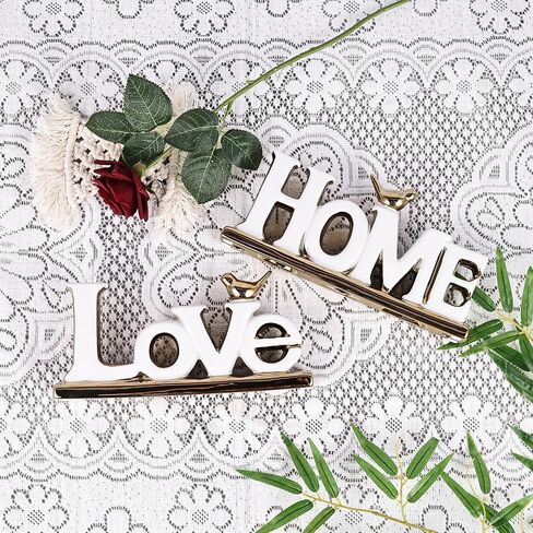 Love Sign Decor,White and Gold Room Decor Aesthetic, Knick Knack Shelf,Gold Bird Decor, Boho Bookshelf ,Abstract Gold Statue ,For Living Room,Bedroom, Desktop,Contemporary Tv Stand Decor (White, HOME) in Kuwait
