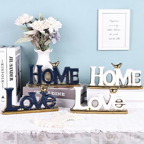 Love Sign Decor,White and Gold Room Decor Aesthetic, Knick Knack Shelf,Gold Bird Decor, Boho Bookshelf ,Abstract Gold Statue ,For Living Room,Bedroom, Desktop,Contemporary Tv Stand Decor (White, HOME) in Kuwait