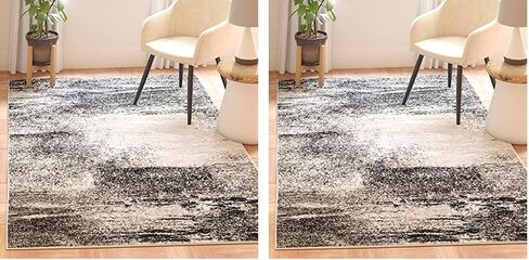 سجادة SAFAVIEH Adirondack Collection - 4 × 6 بوصة، فضي وأسود، تصميم تجريدي حديث، لا يتساقط ويسهل العناية به، مثالي للمناطق ذات حركة المرور العالية في المدخل، وغرفة المعيشة، وغرفة النوم (ADR112A) in Saudi Arabia