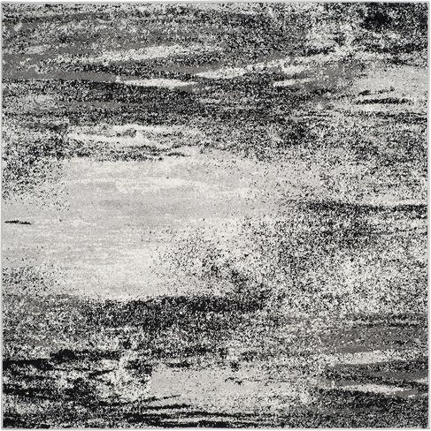 سجادة SAFAVIEH Adirondack Collection - 4 × 6 بوصة، فضي وأسود، تصميم تجريدي حديث، لا يتساقط ويسهل العناية به، مثالي للمناطق ذات حركة المرور العالية في المدخل، وغرفة المعيشة، وغرفة النوم (ADR112A) in Saudi Arabia