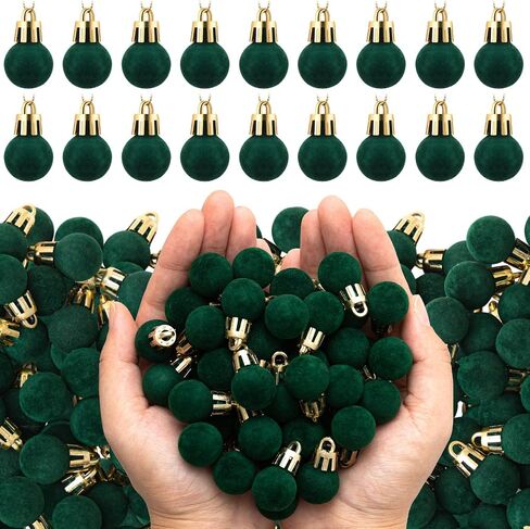 120 Pcs Mini Christmas Velvet Balls Ornaments Bulk 0.79"/20 mm Miniature Flocked Velvet Christmas Ornament Mini Christmas Tree Ball Small Bulbs for Holiday Hanging Decor(Blue) in Saudi Arabia