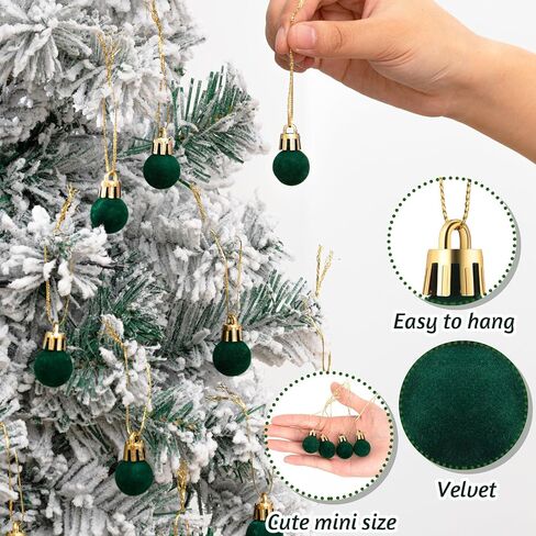 120 Pcs Mini Christmas Velvet Balls Ornaments Bulk 0.79"/20 mm Miniature Flocked Velvet Christmas Ornament Mini Christmas Tree Ball Small Bulbs for Holiday Hanging Decor(Blue) in Saudi Arabia