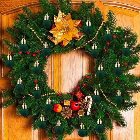 120 Pcs Mini Christmas Velvet Balls Ornaments Bulk 0.79"/20 mm Miniature Flocked Velvet Christmas Ornament Mini Christmas Tree Ball Small Bulbs for Holiday Hanging Decor(Blue) in Saudi Arabia
