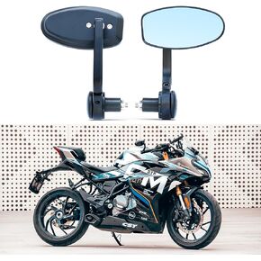 Motorcycle Bar End Mirrors, CNC Aluminum 7/8" Handlebar End Rear Side Mirrors, Round Anti Glare, Compatible with Most Motorcycle, Scooter, Moped, Ducati, Suzuki, Honda Grom, ATV