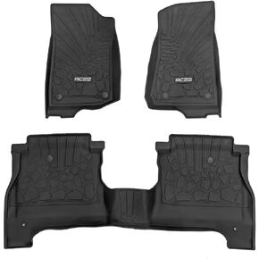 Rough Country Flex-Fit All Weather Floor Mats for Jeep Gladiator JT (2020-2024) - Lockable TPE Flexible Floor Mats, Non-Slip, Waterproof, Front & Rear Set
