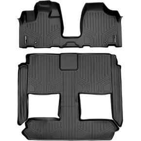 SMARTLINER Floor Mats 3 Row Liner Set Black Compatible with 2008-2020 Dodge Grand Caravan/Chrysler Town & Country (Stow'n Go Only)