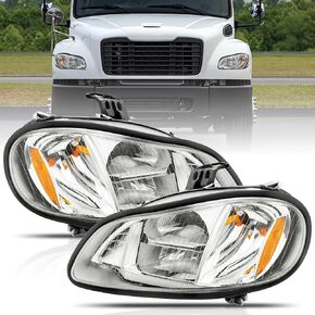 Left Driver And Right Passenger Side Headlights Halogen Headlamps For 2003-2018 Freightliner M2 106 112 A0651039000 33G1101LAS