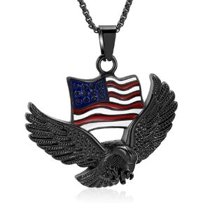 Cremation Jewelry For Ashes For Men The Stars and the Stripes With Eagle Memorial Urn Necklace Keepsake Pendant