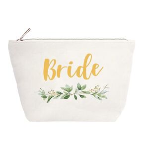 ELEGANTPARK Maid of Honor Bridesmaid Cosmetic Bag Travel Makeup Bag for Women Bridal Shower Gifts Wedding Party Pouch Zipper Canvas
