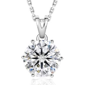 KRKC&CO Moissanite Pendant Solitaire Necklace, Lab Grown Diamond Pendant Necklace for Women, 0.5-4CT, D Color, Adjustable 18+2 inch S925 Sterling Silver Chain, 14K White Gold Plated, 6P, GRA, Gift for Wife, Mom on Birthday, Wedding
