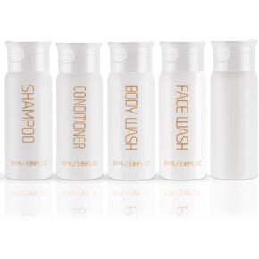 Travel Bottles for Toiletries 5 PCS 3.38 oz TSA Approved Travel Size Containers for Toiletries Leak-proof Shampoo and Conditioner Bottles Refillable Plastic Squeeze Bottles Travel Essentials