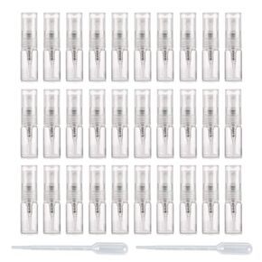 Enslz Mini Spray Bottle 2ml 30pcs Refillable Glass Spray Bottle Glass Bottle Atomizer Perfume Mouthwash Atomizer for Cleaning Refillable Container for Travel Essential Oils
