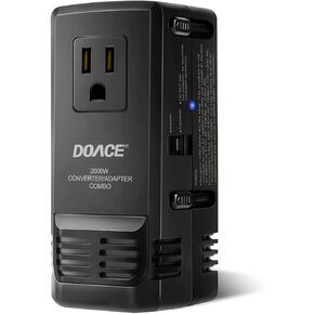 DOACE 2000W Travel Voltage Converter, 220V to 110V Converter for Hair Dryer Steam Iron, Power Converter Adapter Combo with All in One UK/AU/US/EU Worldwide Plug for Laptop Tablet Camera Cell Phone