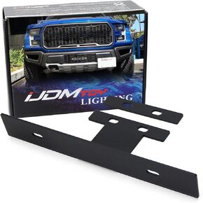 iJDMTOY No-Drill OEM Tow Hook Ring Mount Front License Plate Relocator Bracket Compatible with 2017-2020 and 2021-up Ford Raptor