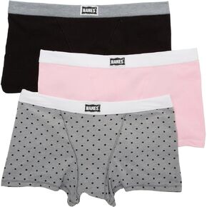 Hanes Women's Original Stretch Vintage Boxer Brief - 3 Pack, 45VOBB, Pink/Black/Pattern, L
