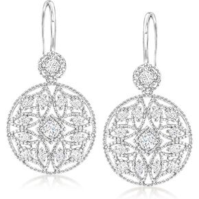 Ross-Simons 1.20 ct. t.w. CZ Openwork Drop Earrings in Sterling Silver