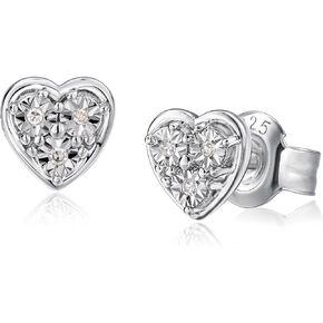 Diamond Earrings for Men Women, 925 Sterling Silver Hypoallergenic Post Cushion/Heart/Round Shaped Small Real Diamond Halo Earrings Wedding Xmas Daily Wear