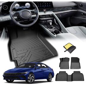 Car Floor Mats for Hyundai Elantra 2021-2025 (Not for Hybrid) & Hyundai Elantra N 2022-2025 Accessories,TPE All Weather Protection Floor Mats,Custom Fit 1st&2nd Row Car Floor Liners Set,Black