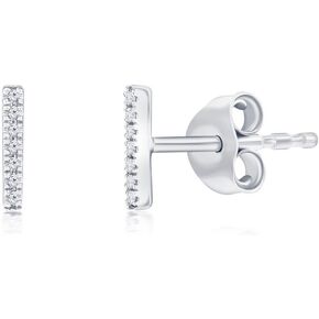 Real Diamond Stud Earrings for Women in Sterling Silver - Unique Diamond Earrings - Fine Diamond Earrings - Jewelry Gifts for Women