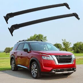 AUXMART Roof Rack Cross Bars fits for Nissan Pathfinder 2022-2024 with Flush Side Rails Fixed Point 220lbs Adjustable Aluminum Crossbars Compatible with Roof Boxes Bags Kayak Bicycle Rooftop