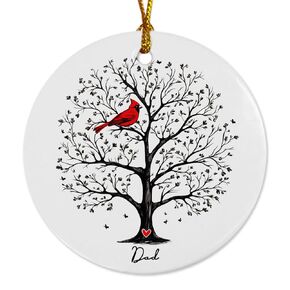 In Loving Memory Memorial Ornament, Cardinal Memorial Christmas Ornament, Keepsake Memorial, Remembrance Tree Of Life Ornament, Christmas Gift, Dad and Mom Memorial (Mom&Dad)