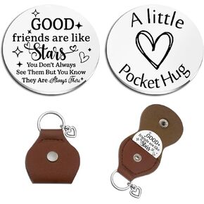 Friend Gifts For Women Best Friendship GIft For Friends Female Birthday Valentines Day Gifts Ideas for Womens Bestfriend Bff Besties Sisters A Little Pocket Hug Token Good Friend Like Stars Keychain