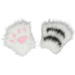 Obenie Halloween Cat Paw Gloves Therian Paws Therian Gear Furry Paws Cosplay Fluffy Mittens