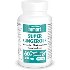Supersmart - Super Gingerols 400mg per Day (High Potency 20% Gingerol) - Ginger Root Extract Supplement | Non-GMO & Gluten Free - 60 Vegetarian Capsules