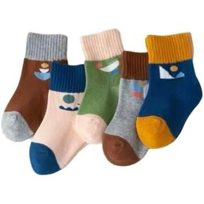 GUGU GAGA kids toddler big little for boys girls unisex fashion cotton crew cute socks - 5 pairs set