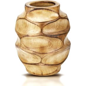 AeraVida Unique Elegant Contemporary Brown Hand-Carved Mango Tree Wood Flower Vase | Artistic Natural Wood Home Decor Accent | Wooden Vase | Brown Vase