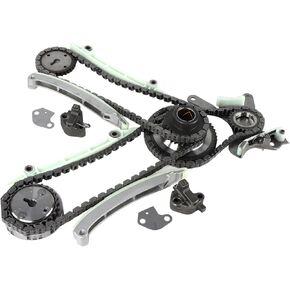 Engine Timing Chain Kit 4.7L Fits for Durango 2003-2008 /Dakota 02-07 / Ram 03-07 /Raider 06-07 for 2006 Commander /05-06 Grand Cherokee w/Tensioner, Sprocket, Guide Rail 9-0393SD