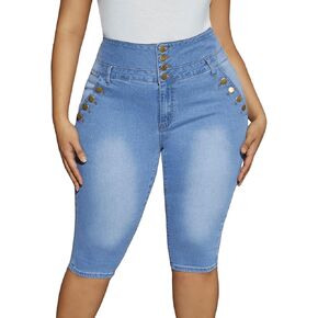 Floerns Women's High Waist Button Zipper Pocket Skinny Capris Jeans