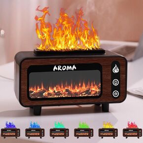 Fireplace Diffuser,Simulation Flame Humidifier with 7 Colors Light Essential Oil Diffuser for Home,Mute Auto Shut Off Function for Bedroom Office Spa Yoga