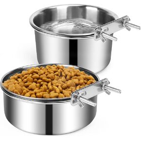 وعاء ماء مانع للتسرب للكلاب، أطباق قوية للكلاب من الفولاذ المقاوم للصدأ مكونة من قطعتين مع حامل وعاء للكلاب معلق على قفص بيت الكلب للحيوانات الأليفة، مجموعة وعاء طعام/ماء معدني قابل للفصل للكلاب المتوسطة/الكبيرة in Kuwait