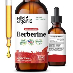 Wild & Organic Berberine Liquid Drops - 500mg Berberine Supplement HCL for Overall Support - Natural Extract Tincture - Vegan, Alcohol & Sugar-Free - 2 fl oz