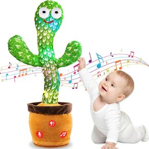 Volume Adjustable Dancing Talking Cactus Toy for Baby Toddler Boys Girls Gifts, Singing Cactus Mimicking Toy Recording Repeating What You Say Cactus Baby Toy with 120 English Songs