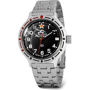 Vostok | Men’s Tank Commander Russian Amphibian Automatic Self-Winding Military Style Watch | WR 200 m | Model 420306 Steel Bracelet B®