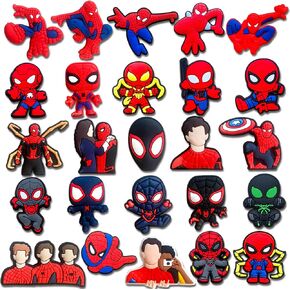 Tashrasia 25Pcs Superhero Shoe Charms for Clogs Sandals Bracelet Wristband Slippers, Cute Shoe Decoration Charms for Party Favor