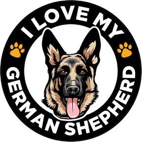 WickedGoodz I Love My German Shepherd Vinyl Decal - Dog Breed Bumper Sticker - for Laptops Tumblers Windows Cars Trucks Walls