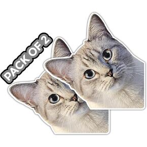 SHOP A THING - Peeking Sneaky Cat Sticker - Vinyl Decal for Window Mirror – Indoor and Outdoor Use for Laptop – Removable Car, Suv, and Truck - Waterproof Sticker for Watercooler – Pack of 2 - SAT 040