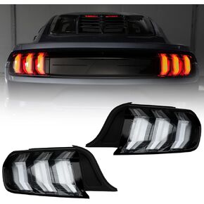 LED Tail Light Assembly for Ford Mustang & Shelby GT 350 2015-2022 (US Version) with Sequential Turn Signal Light, Rear Replacement Lamp Driver & Passenger Side（Clear Lens）