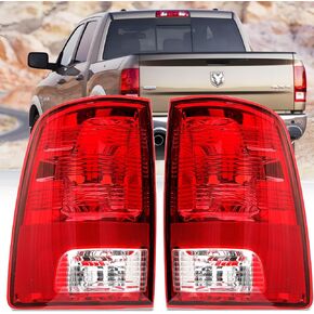 Tail Lights Fits 2009-2018 Dodge Ram 1500 2500 3500 Rear Brake Back Up Cover Taillights Lens Assembly Left Driver and Passenger Side Rear with Bulb, Replaces:55277414AE,55277415AD, CH2819124,CH2818124