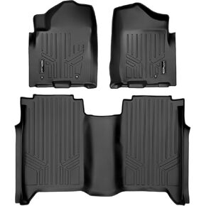 MAXLINER Custom Fit Floor Mats 2 Row Liner Set Black Compatible with 2008-2015 Nissan Titan Crew Cab (4 Full Size Doors)