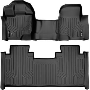 SMARTLINER Custom Fit Floor Mats 2 Row Liner Set Black for 2015-2022 Ford F-150 SuperCab with 1st Row Bench Seat
