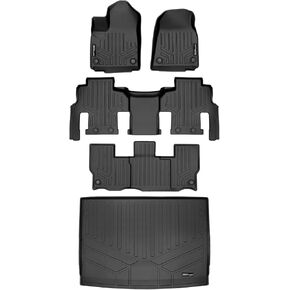 SMARTLINER Custom Fit Black 3 Row & Cargo Liner Behind The 2nd Row Floor Mat Liner Set Compatible with 2023-2024 Jeep Grand Wagoneer L (8 Passenger Model)