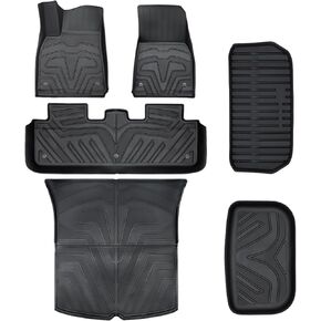 Tesla Model Y Floor Mats 2020-2024 All-Weather Cargo Liner Floor Mats Baby Health Front and Rear Trunk Floor Mats Interior Accessories 6 Pack