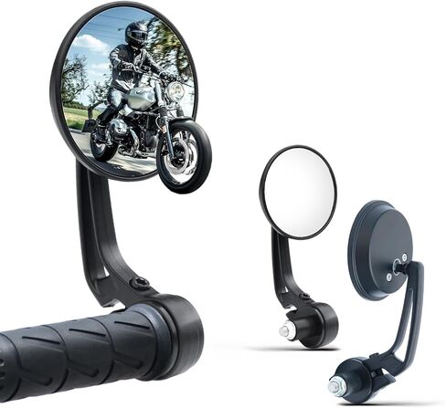 Motorcycle Bar End Mirrors, CNC Aluminum 7/8" Handlebar End Rear Side Mirrors, Round Anti Glare, Compatible with Most Motorcycle, Scooter, Moped, Ducati, Suzuki, Honda Grom, ATV in Saudi Arabia